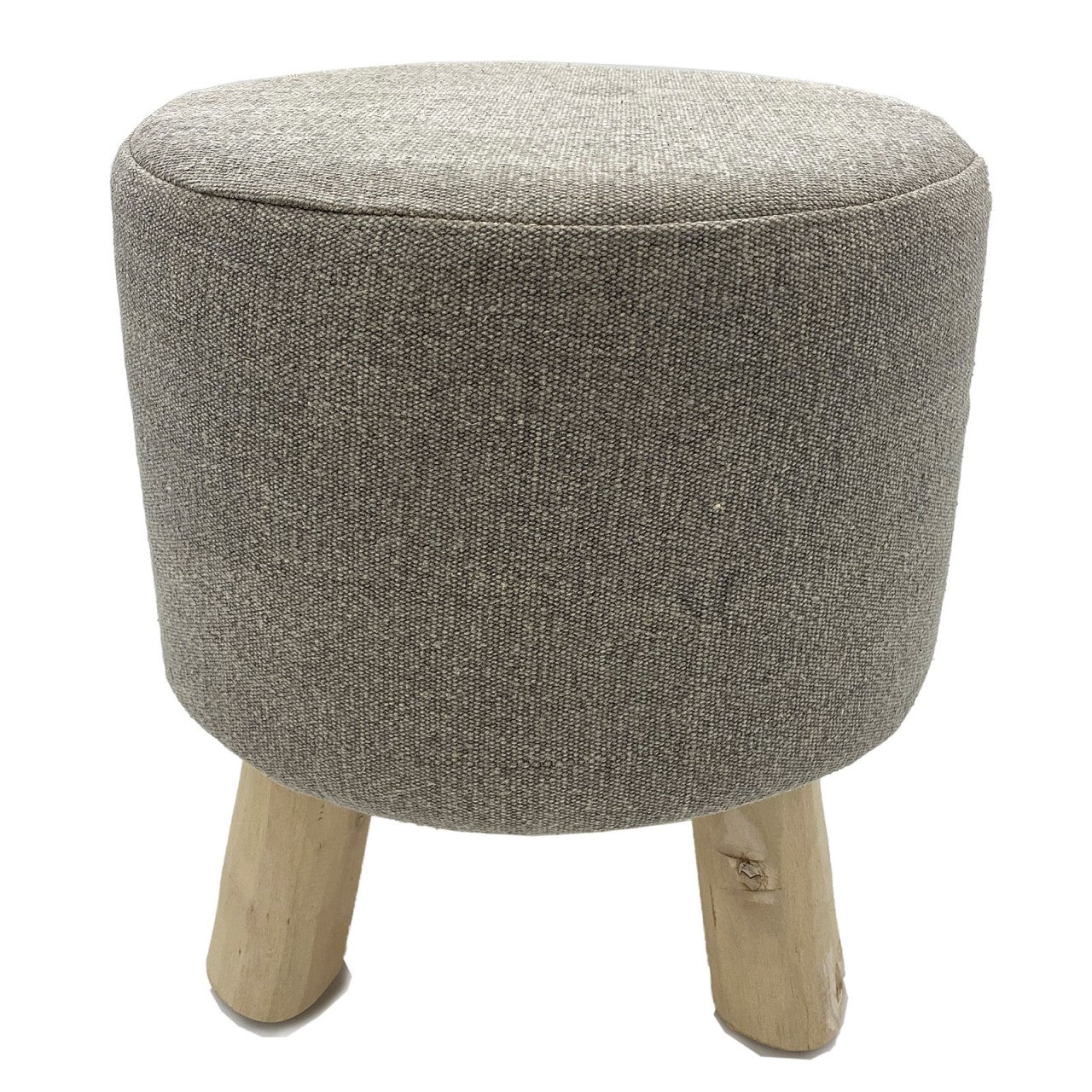 SVJ Kruk Rond - 35 x 35 x 45 cm - Teakhout - Lichtgrijs