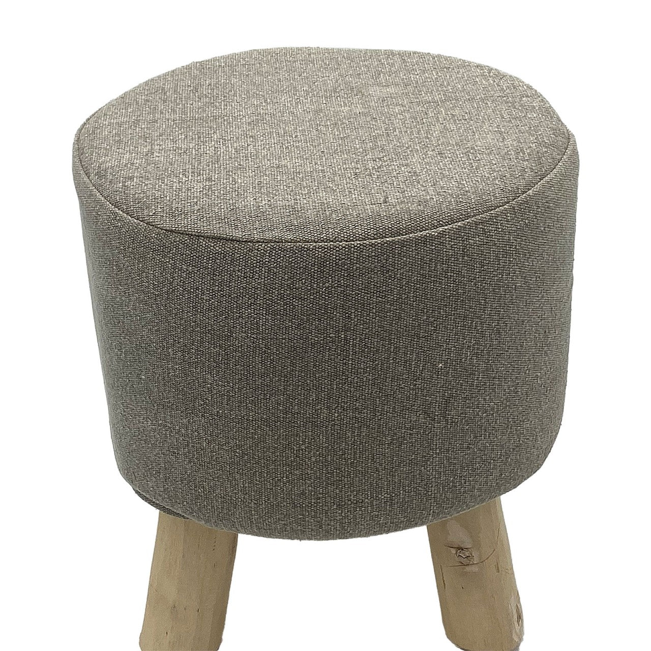 SVJ Kruk Rond - 35 x 35 x 45 cm - Teakhout - Lichtgrijs