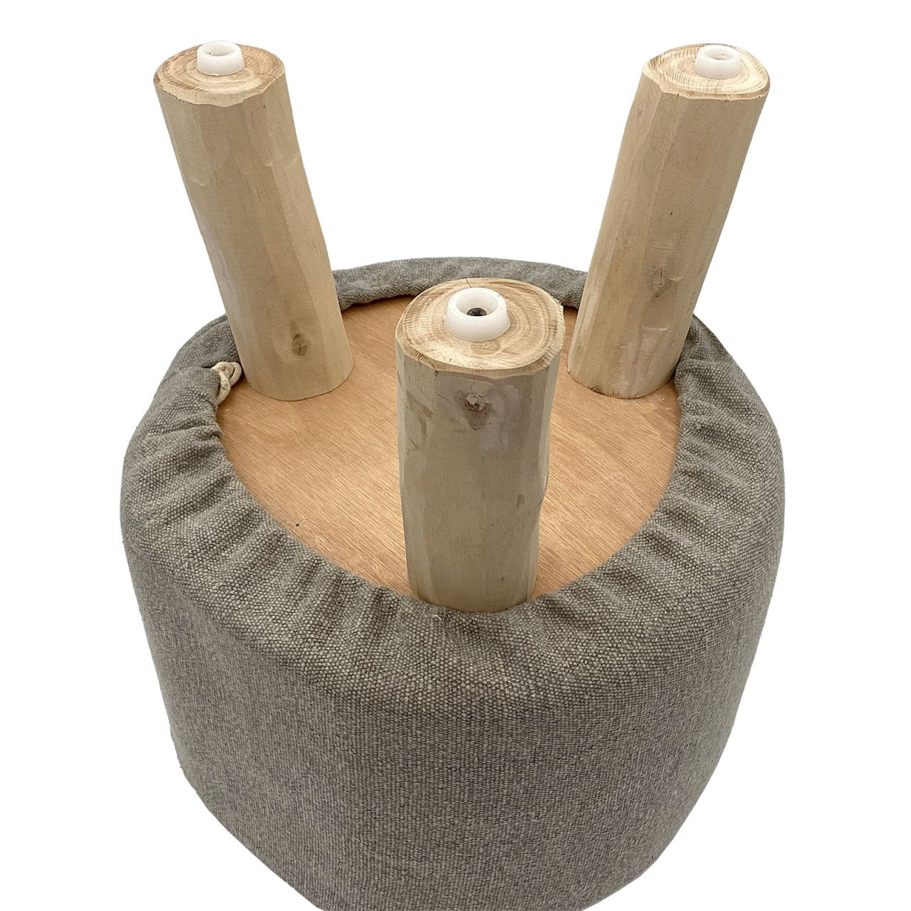 SVJ Kruk Rond - 35 x 35 x 45 cm - Teakhout - Lichtgrijs