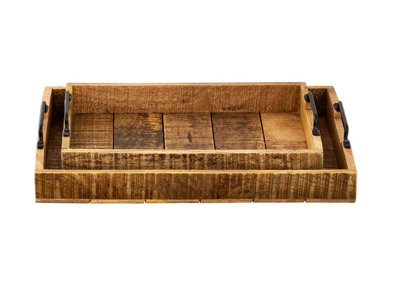 SVJ Plateau Rechthoekig - 31 x 46 x 8 cm - Hout - Bruin - Set van 2