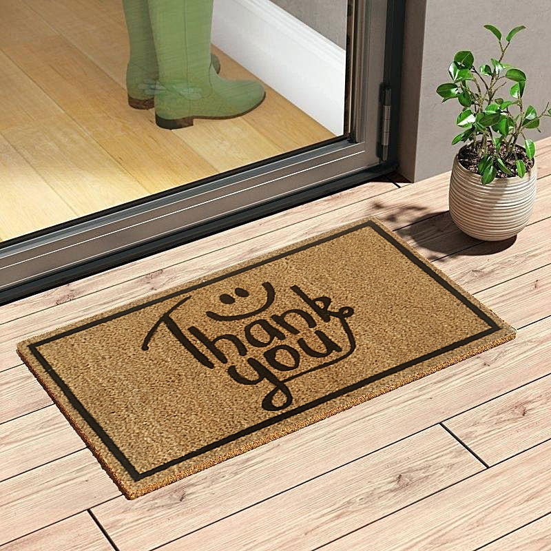 SVJ Deurmat ''Thank You'' - 60 x 40 cm - Kokos - Bruin