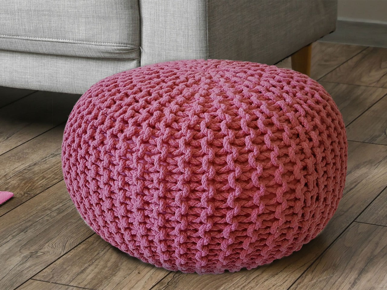 SVJ Poef Rond - 55 x 55 x 37 cm - Katoen - Roze