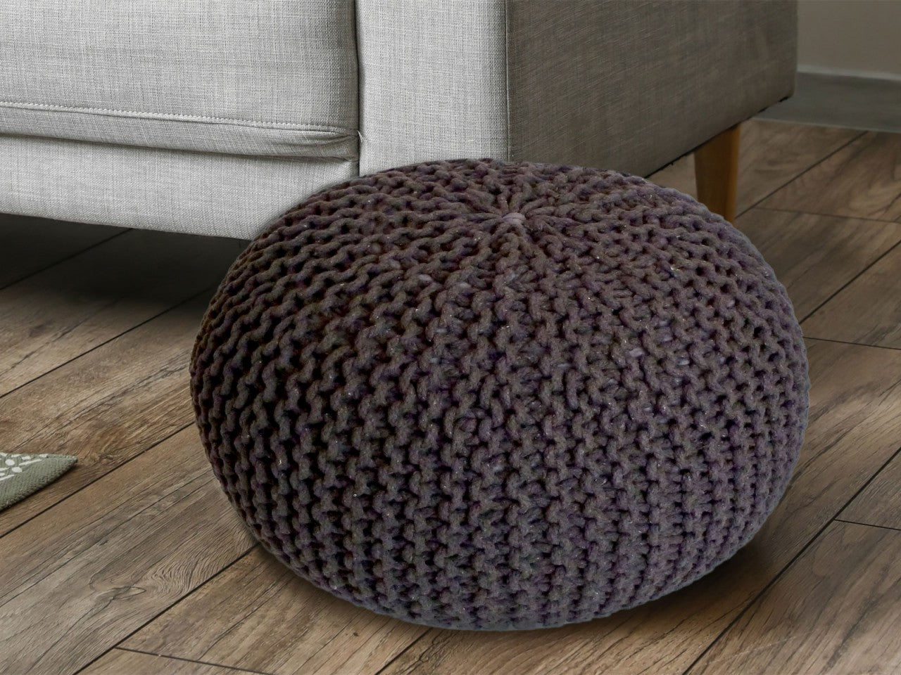 SVJ Poef Rond - 55 x 55 x 37 cm - Katoen - Bruin
