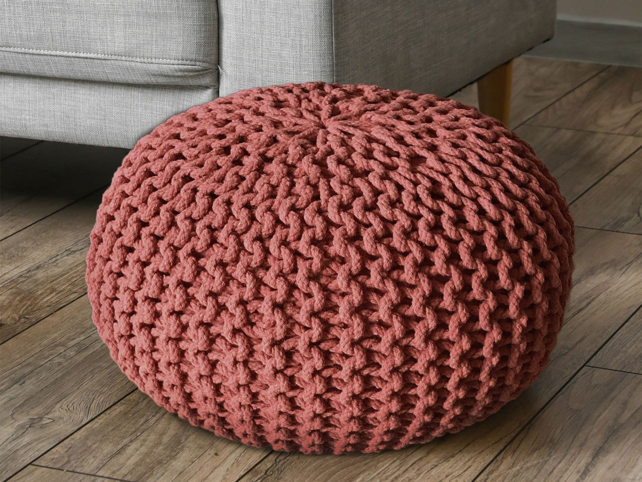 SVJ Poef Rond - 55 x 55 x 37 cm - Katoen - Oudroze