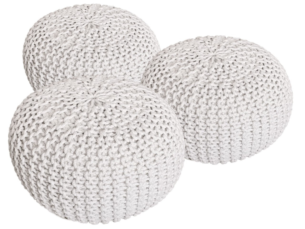 SVJ Poefs Rond - 55 x 55 x 37 cm - Katoen - Beige - Set van 3
