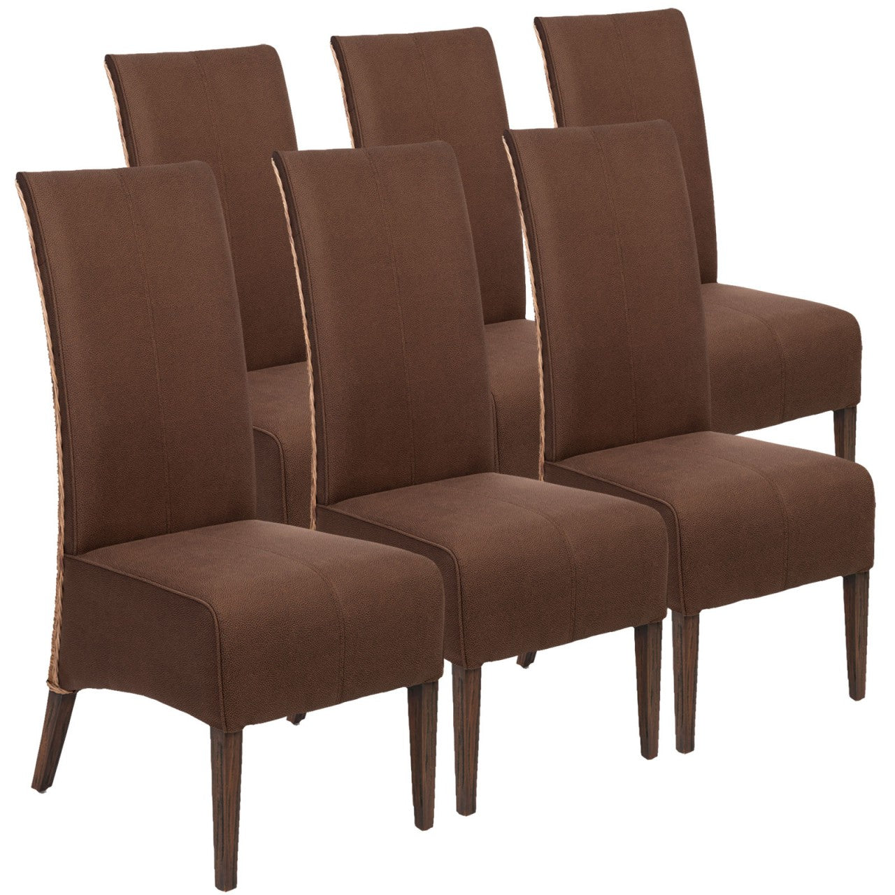 SVJ Eetkamerstoelen - 58x47x105 cm - Rotan - Bruin - Set van 6