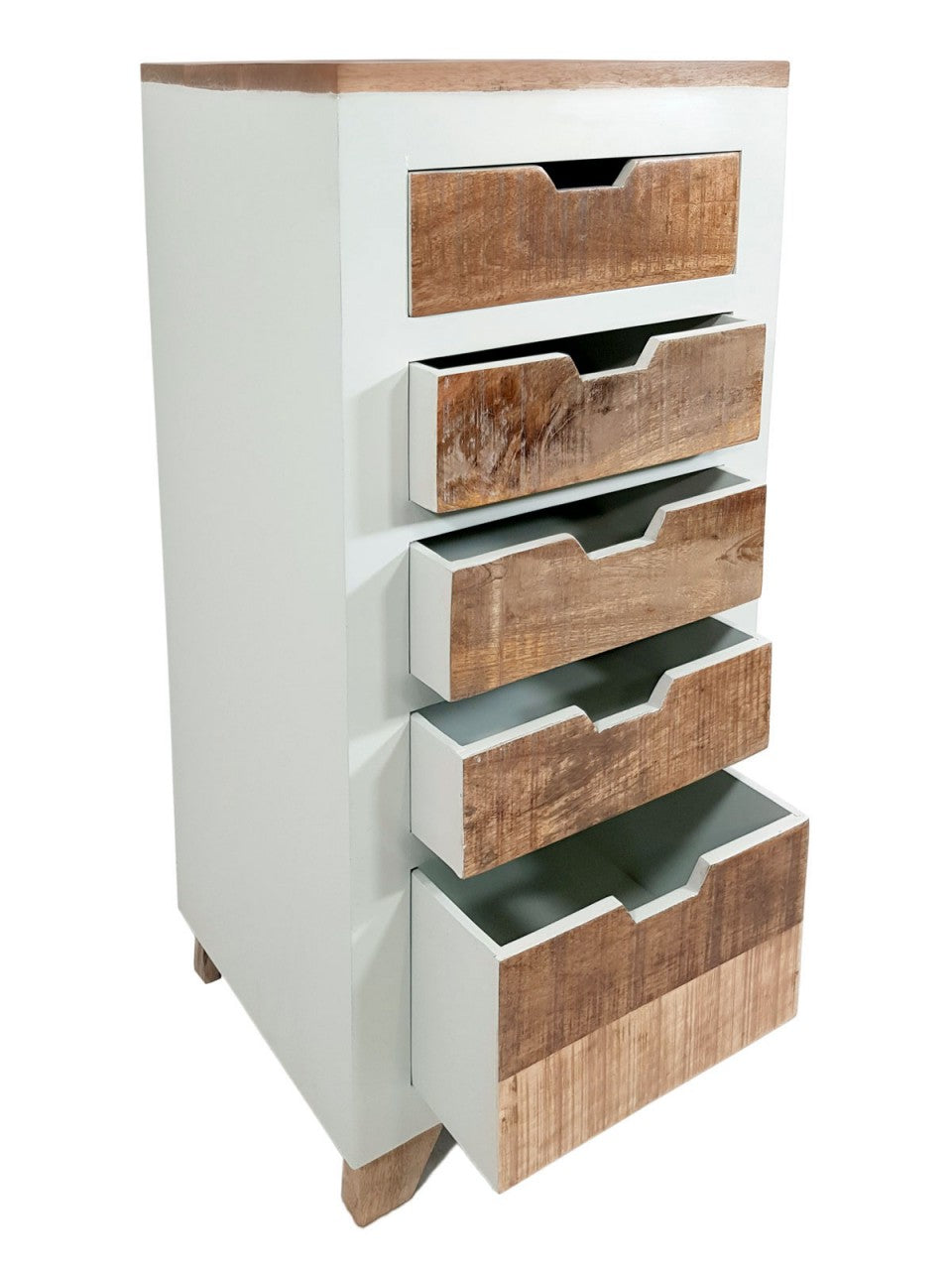 SVJ Bureaukast Rechthoekig - 35 x 40 x 92 cm - Mangohout - Wit/Bruin