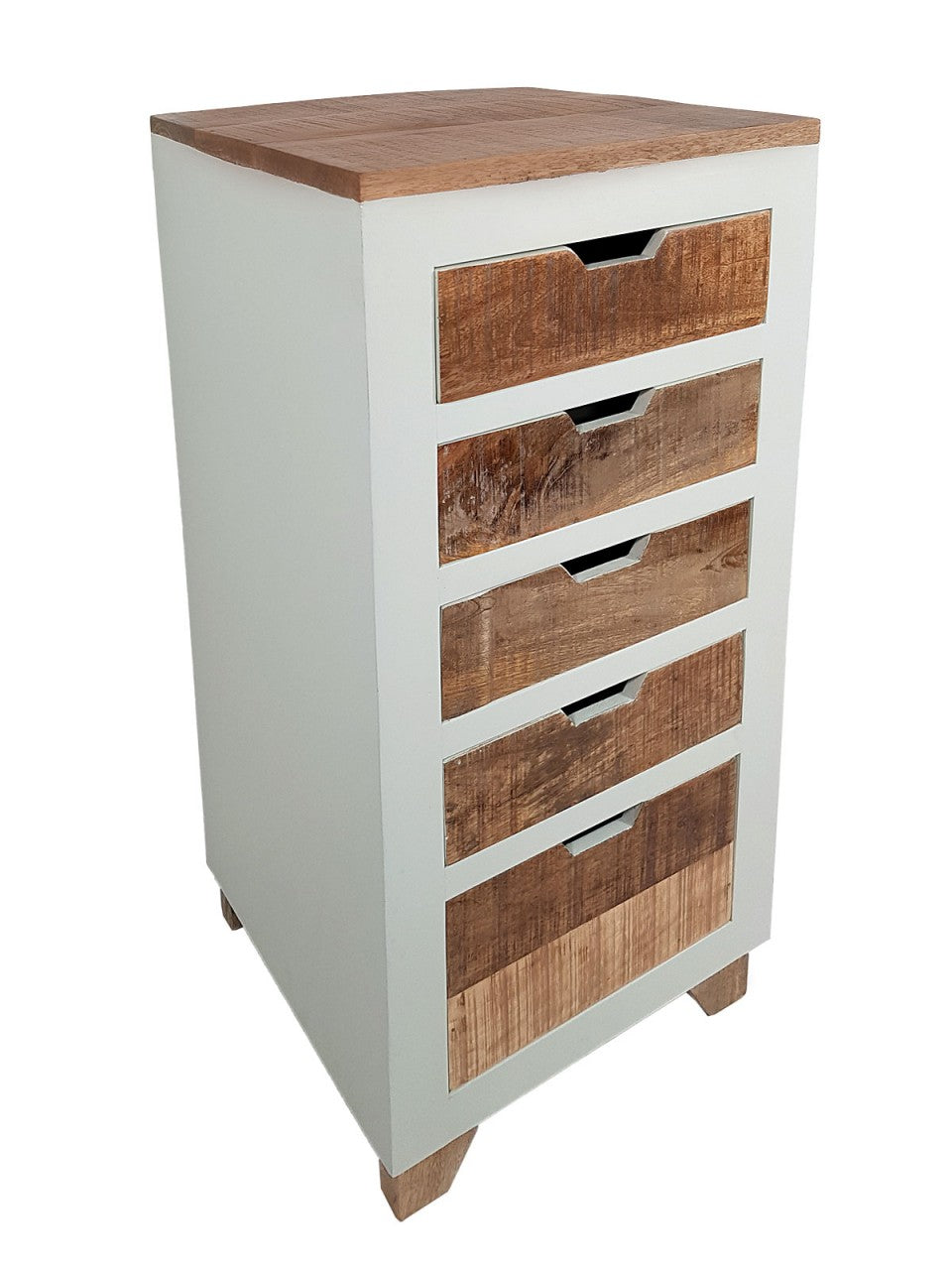 SVJ Bureaukast Rechthoekig - 35 x 40 x 92 cm - Mangohout - Wit/Bruin