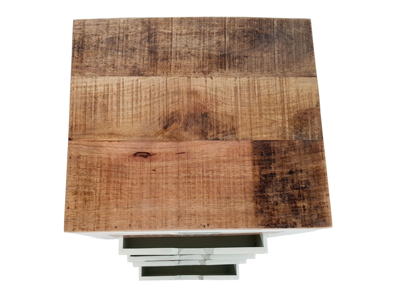 SVJ Bureaukast Rechthoekig - 35 x 40 x 92 cm - Mangohout - Wit/Bruin