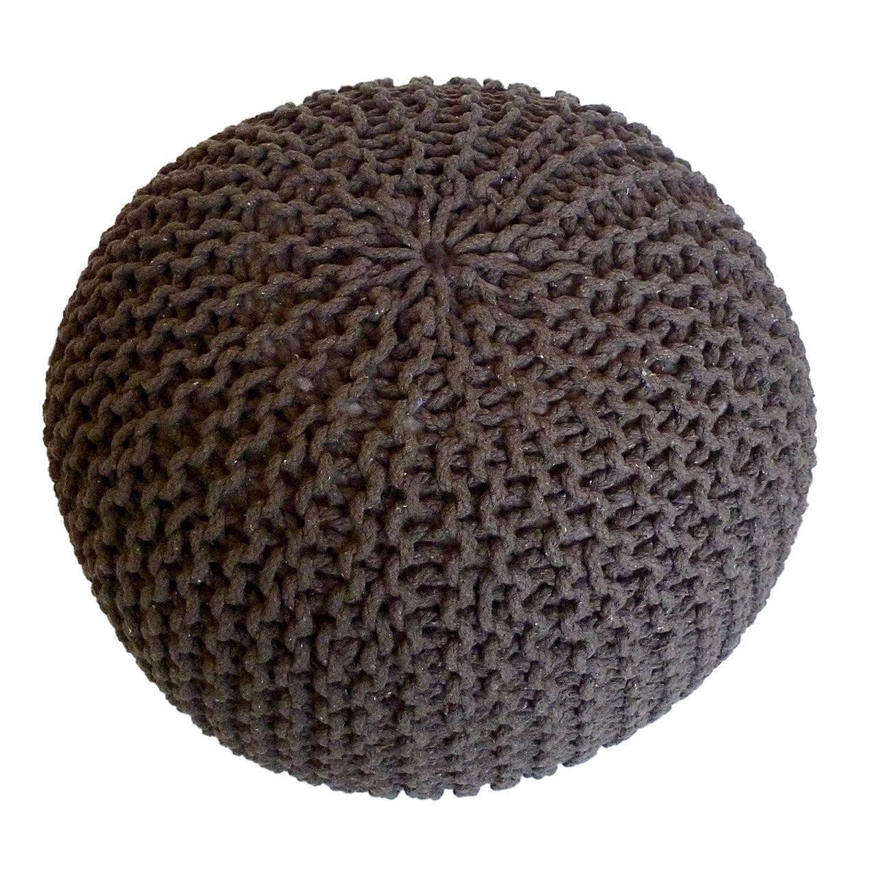 SVJ Poefs Rond - 55x55x37 cm - Katoen - Wit/Donkergrijs - Set van 2