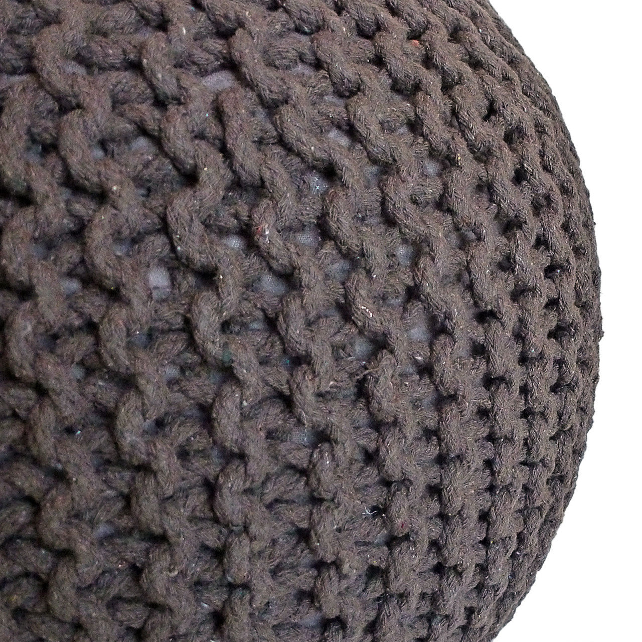 SVJ Poefs Rond - 55x55x37 cm - Katoen - Wit/Donkergrijs - Set van 2