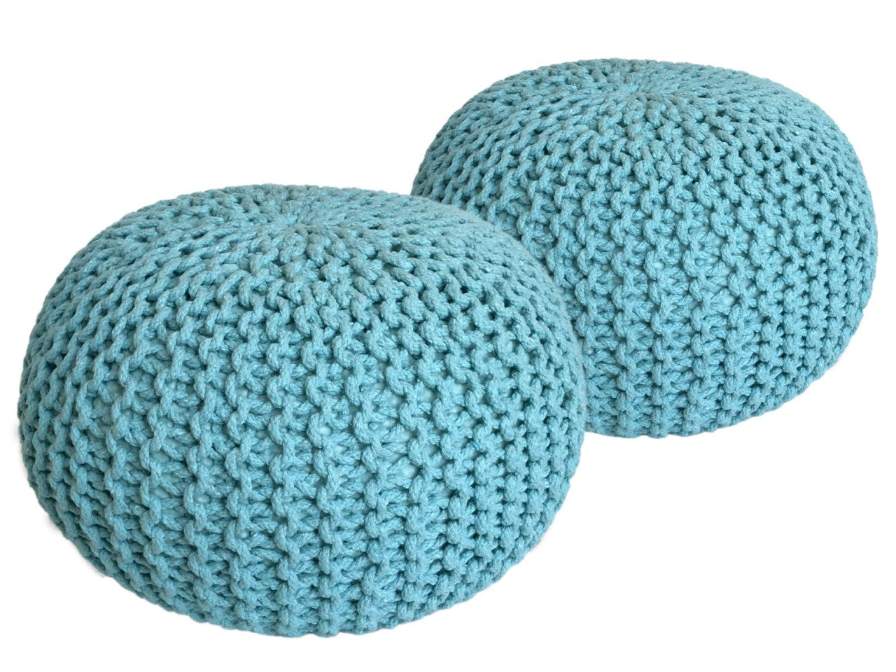 SVJ Poefs Rond - 55 x 55 x 37 cm - Katoen - Mint - Set van 2