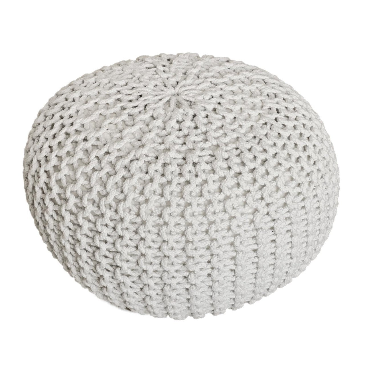 SVJ Poefs Rond - 55 x 55 x 37 cm - Katoen - Wit/Blauw - Set van 2
