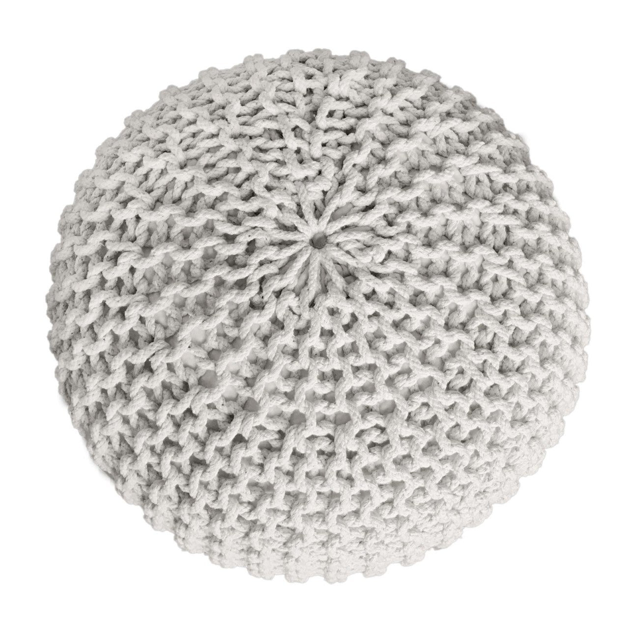 SVJ Poefs Rond - 55 x 55 x 37 cm - Katoen - Wit/Blauw - Set van 2