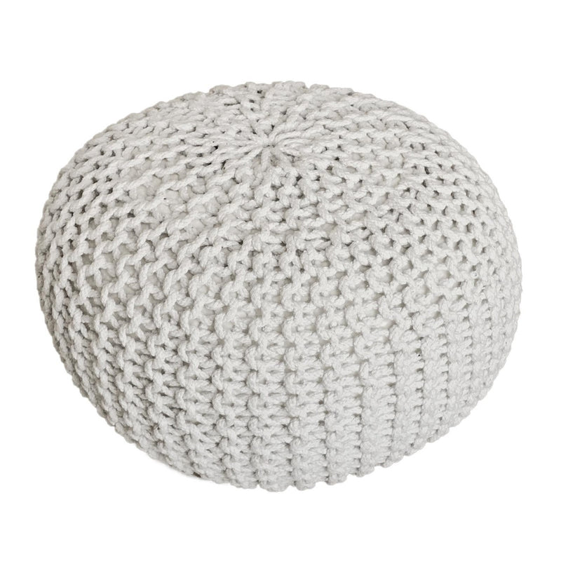 SVJ Poefs Rond - 55 x 55 x 37 cm - Katoen - Wit/Antraciet - Set van 2