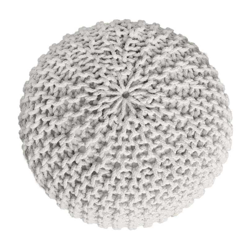 SVJ Poefs Rond - 55 x 55 x 37 cm - Katoen - Wit/Antraciet - Set van 2