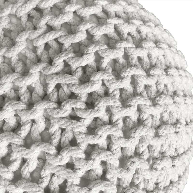 SVJ Poefs Rond - 55 x 55 x 37 cm - Katoen - Wit/Antraciet - Set van 2