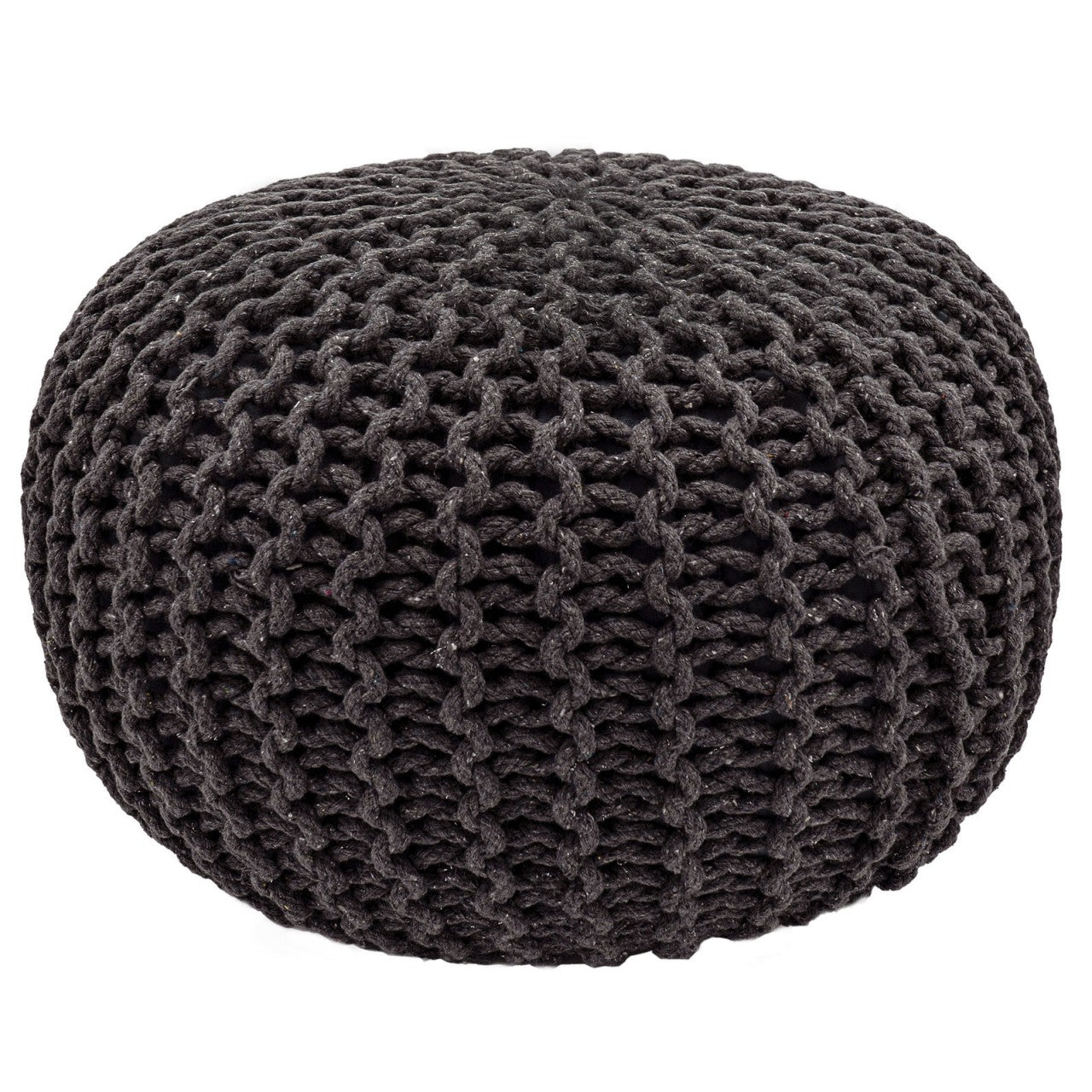 SVJ Poefs Rond - 55 x 55 x 37 cm - Katoen - Grijs/Rood - Set van 2