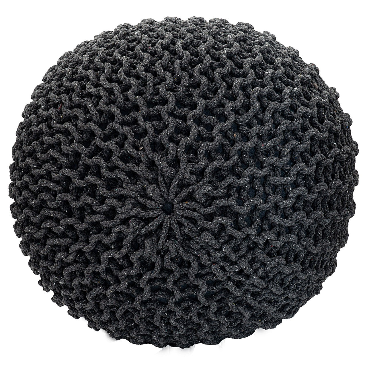 SVJ Poefs Rond - 55 x 55 x 37 cm - Katoen - Grijs/Rood - Set van 2