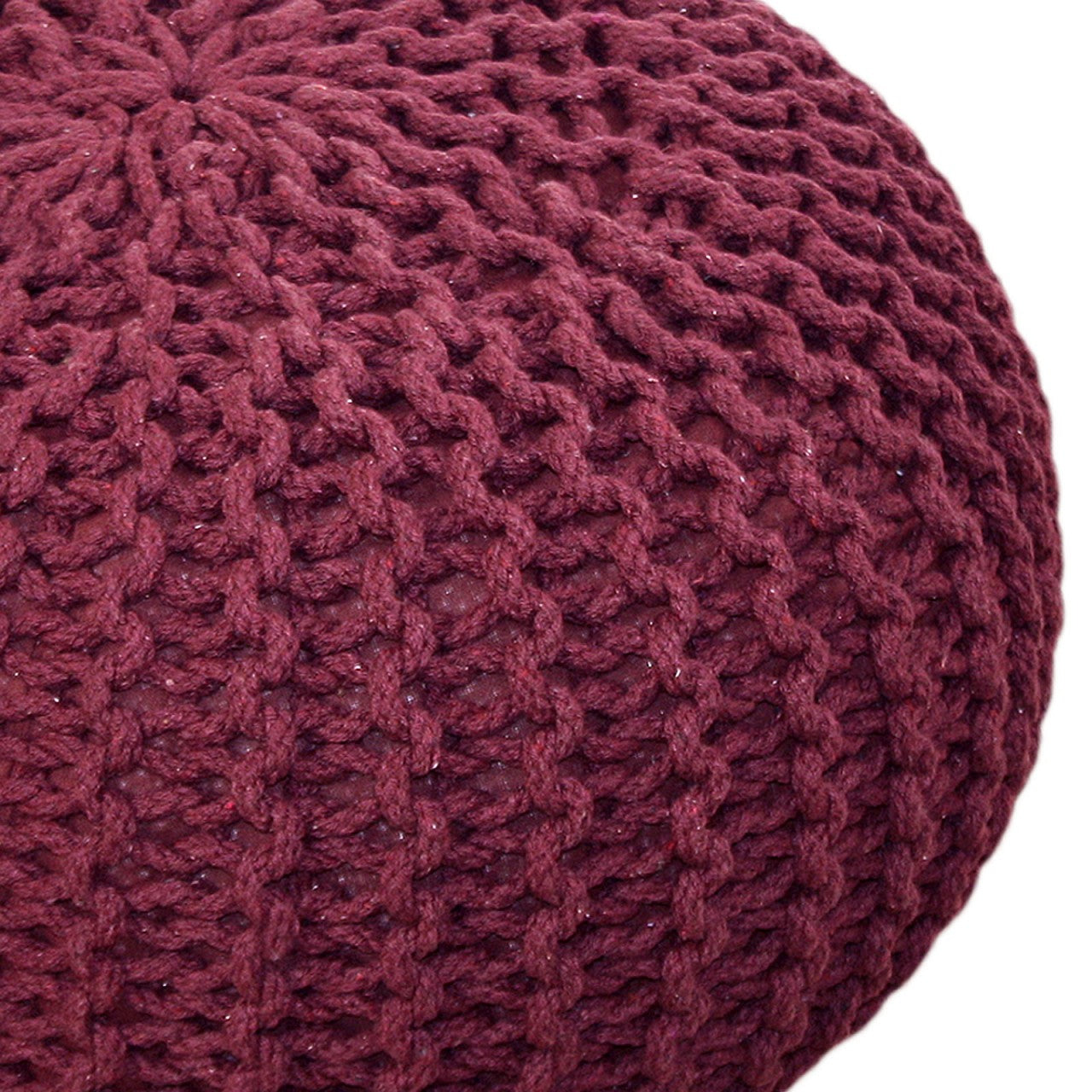 SVJ Poefs Rond - 55 x 55 x 37 cm - Katoen - Grijs/Rood - Set van 2