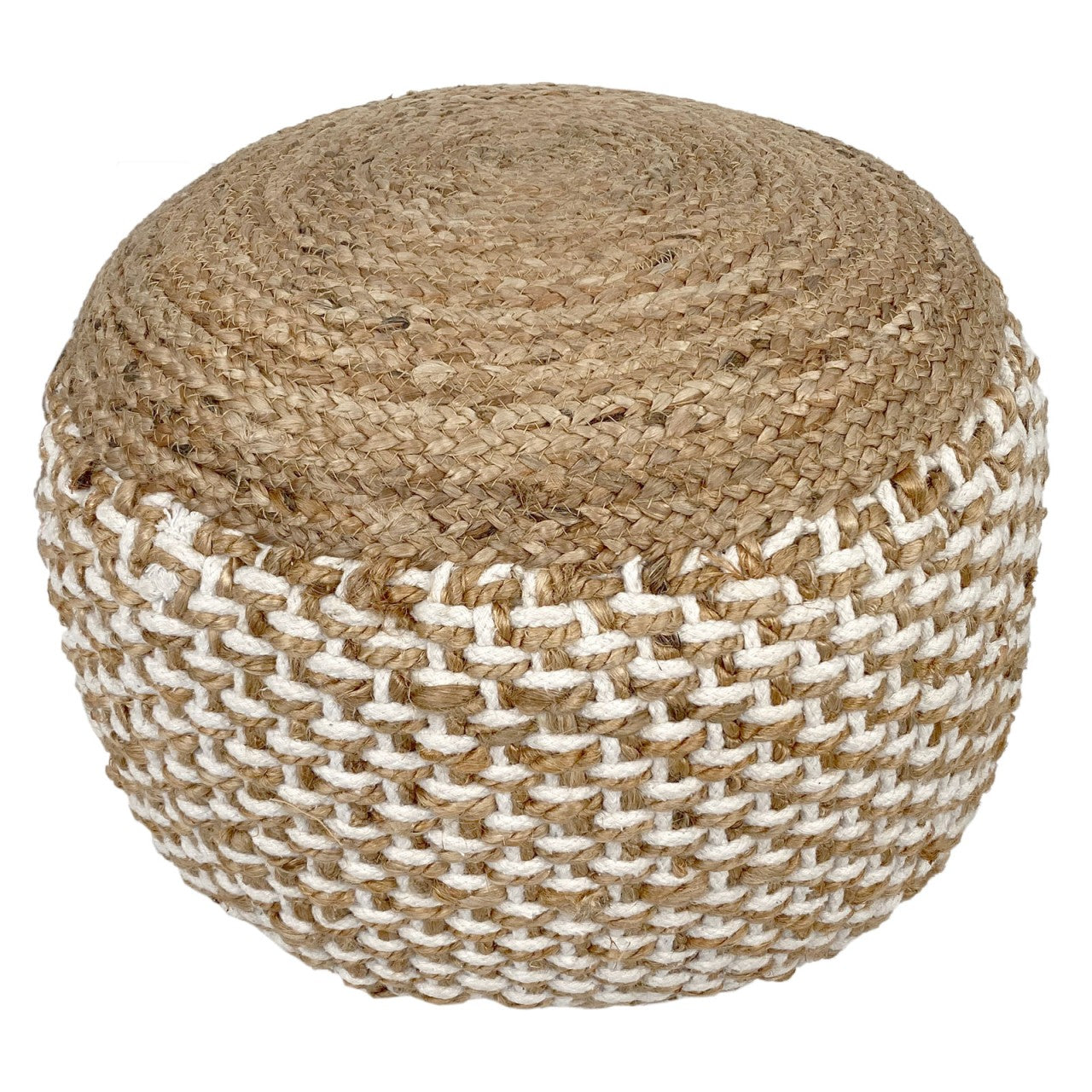 SVJ Poef Rond - 50 x 50 x 35 cm - Katoen/Jute - Bruin