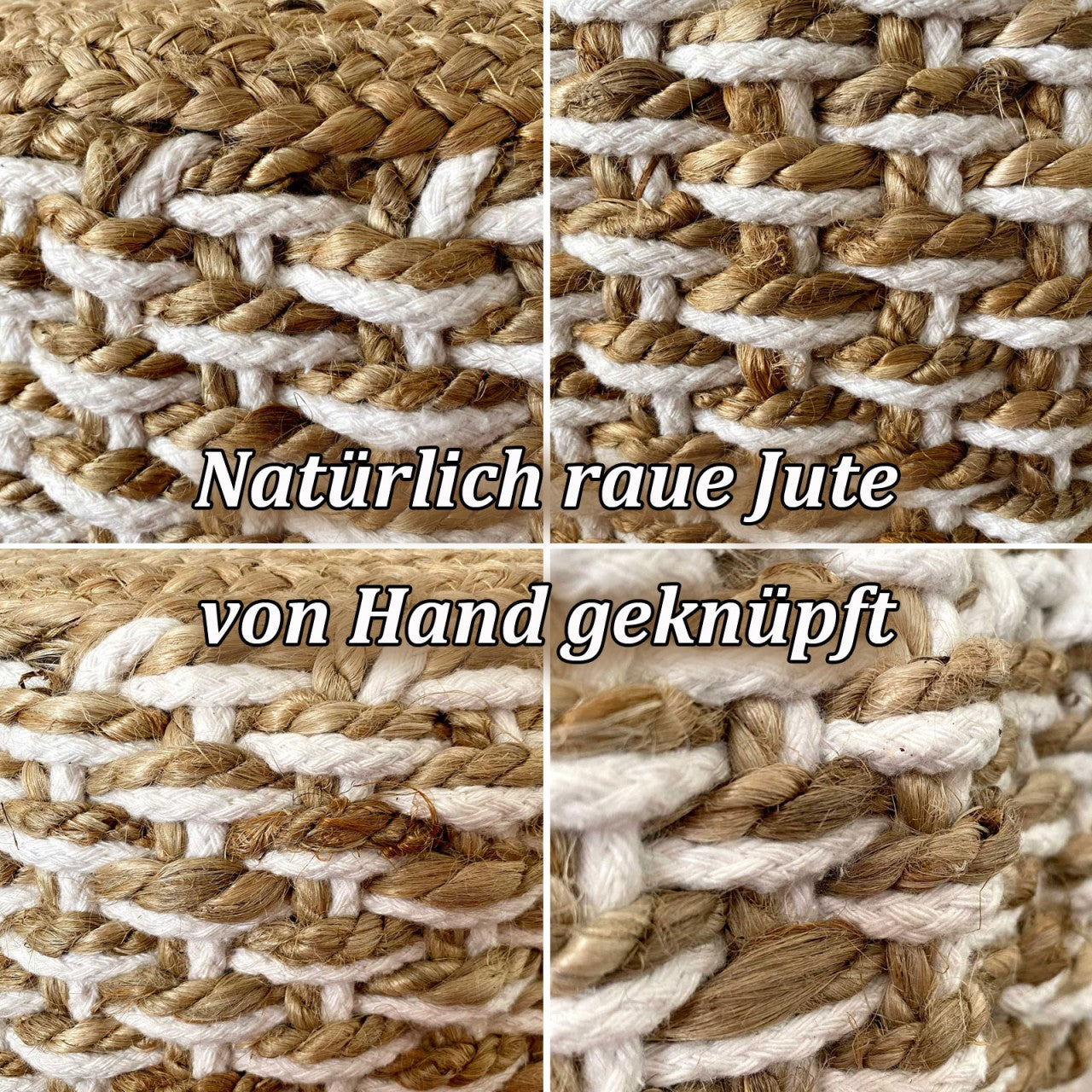 SVJ Poef Rond - 50 x 50 x 35 cm - Katoen/Jute - Bruin