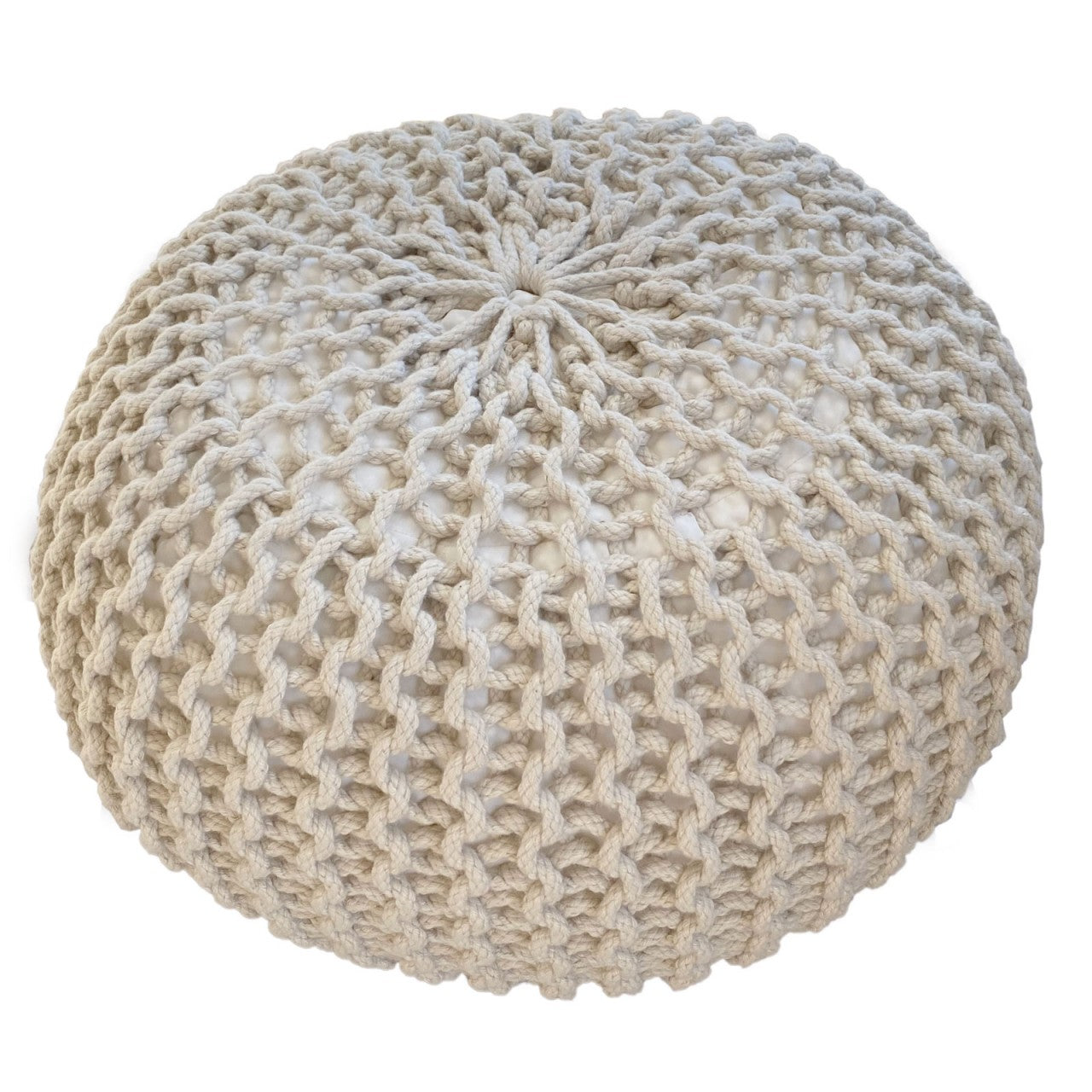 SVJ Poef Rond - 55 x 55 x 37 cm - Kunststof - Beige