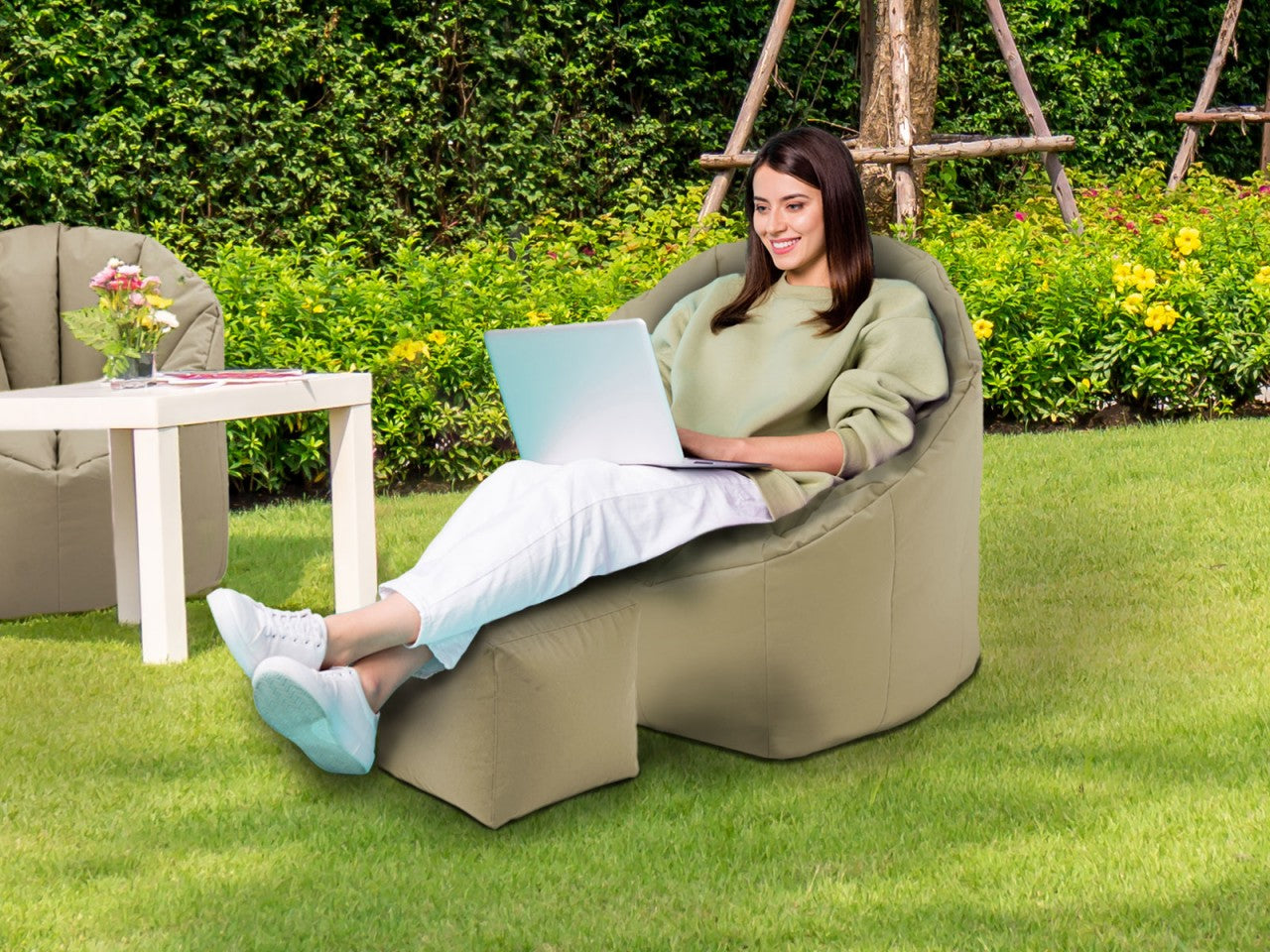 SVJ Zitzak Rond - 70 x 70 x 80 cm - Nylon - Taupe