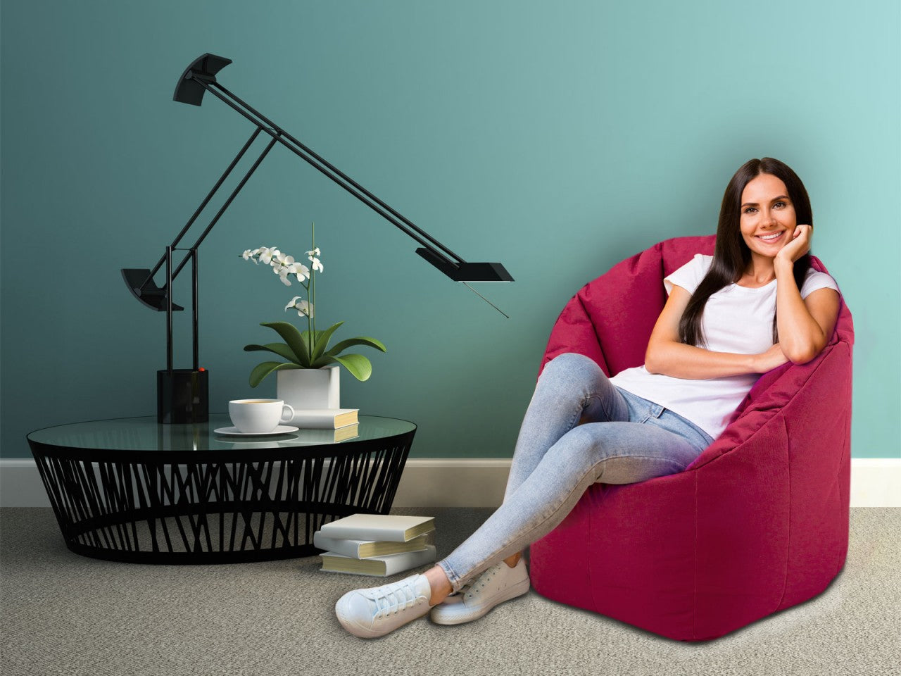 SVJ Zitzak Rond - 70 x 70 x 80 cm - Nylon - Rood