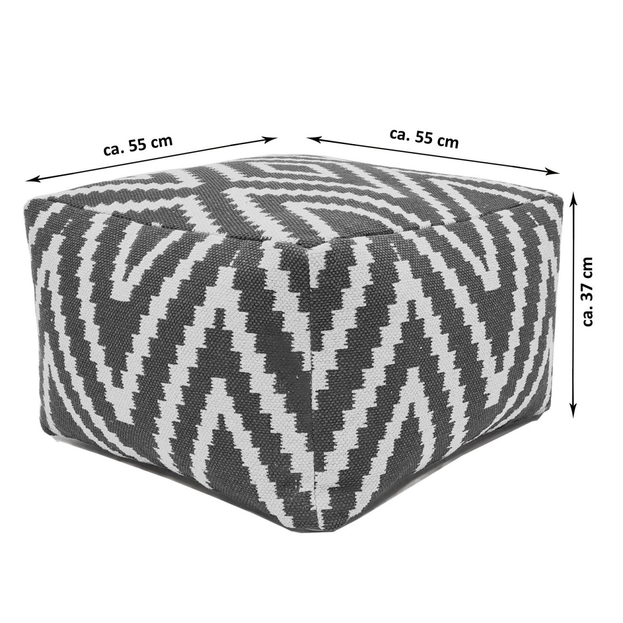 SVJ Poef Vierkant - 55 x 55 x 37 cm - Katoen - Zilver