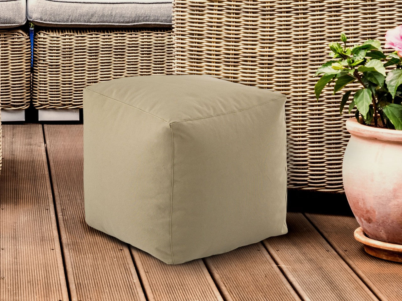 SVJ Poef Vierkant - 45 x 45 x 45 cm - Nylon - Taupe