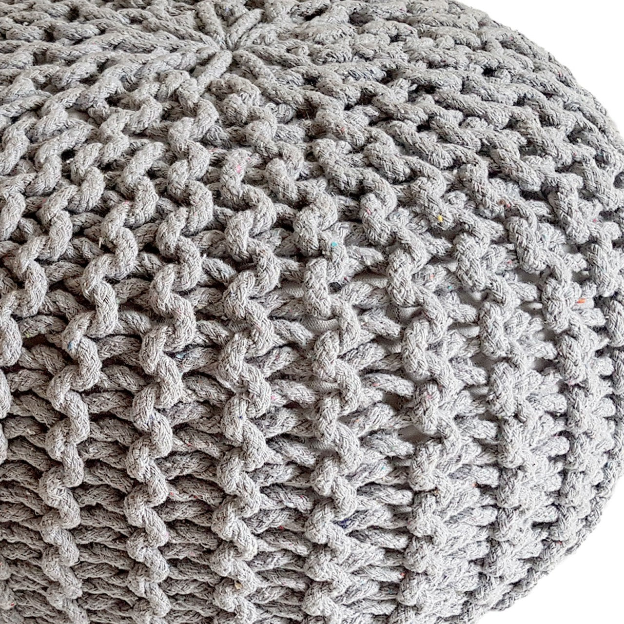 SVJ Poef Rond - 45 x 45 x 30 cm - Katoen - Lichtgrijs