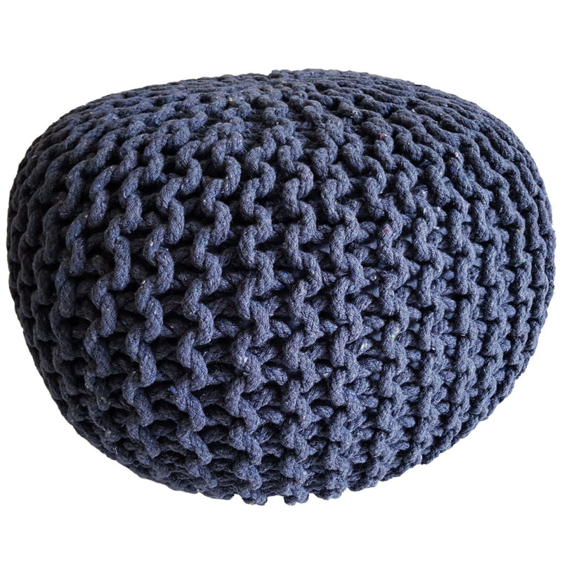 SVJ Poef Rond - 45 x 45 x 30 cm - Katoen - Blauw