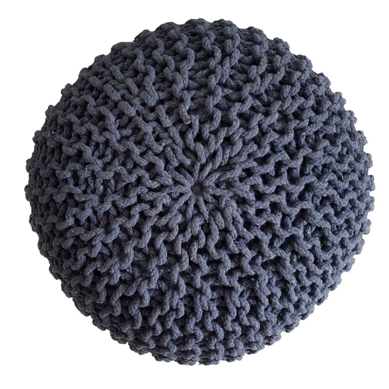 SVJ Poef Rond - 45 x 45 x 30 cm - Katoen - Blauw