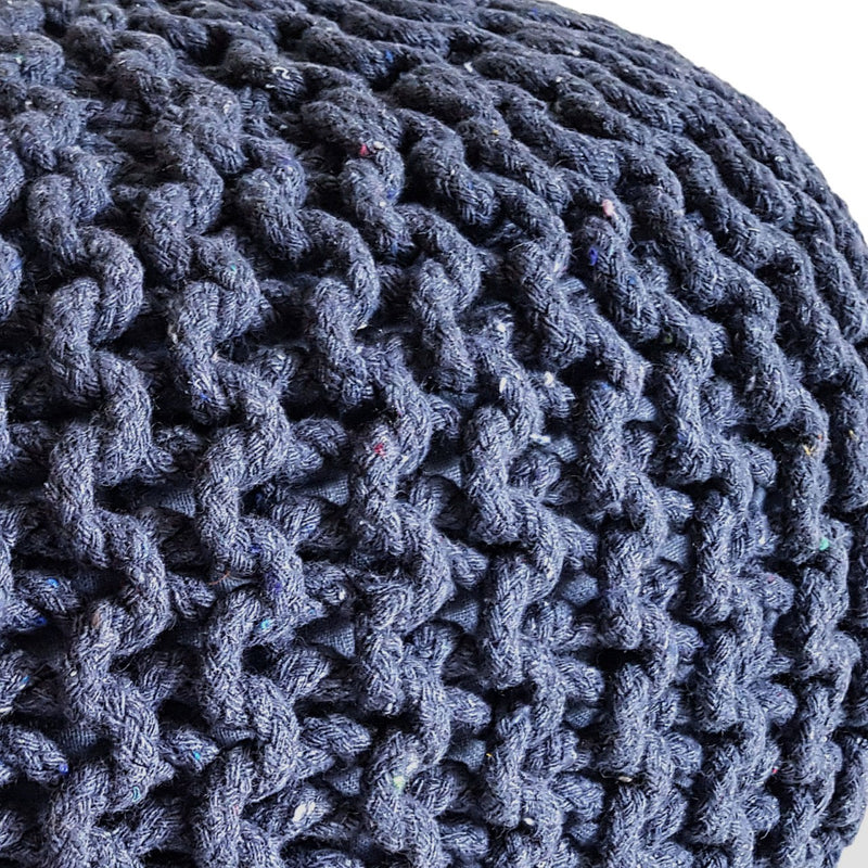 SVJ Poef Rond - 45 x 45 x 30 cm - Katoen - Blauw