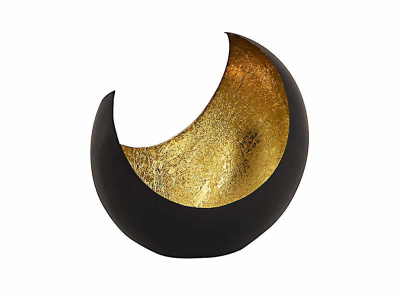 SVJ Windlicht Rond - 11 x 20 x 21 cm - Metaal - Zwart/Goud