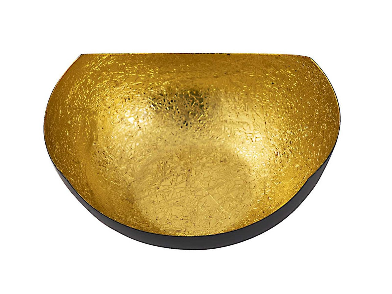 SVJ Windlichten Rond - 12x15x7 cm - Metaal - Zwart/Goud - Set van 2
