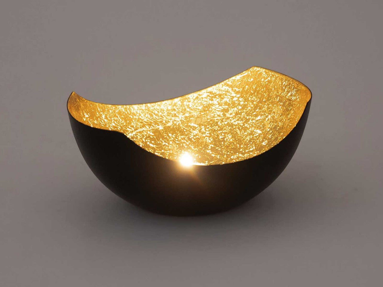 SVJ Windlichten Rond - 12x15x7 cm - Metaal - Zwart/Goud - Set van 2