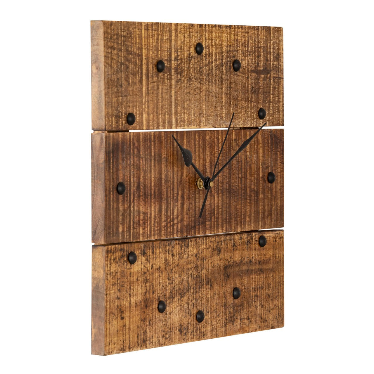 SVJ Wandklok Vierkant - 30 x 30 x 3 cm - Hout - Bruin/Zwart