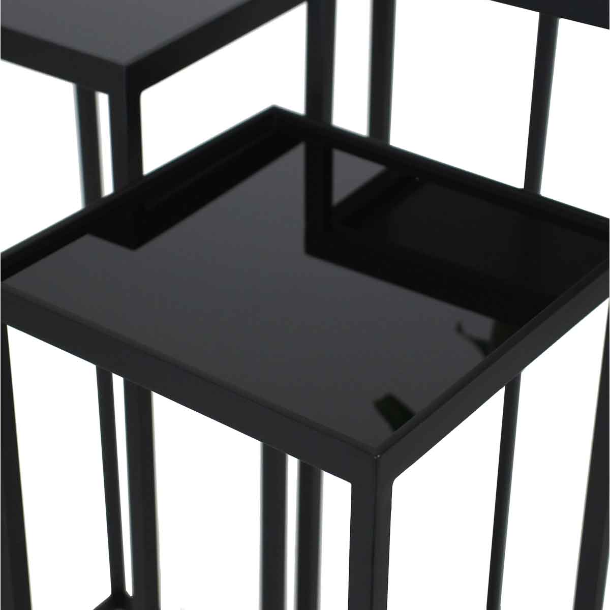 SVJ Home Decorations Mensa Tafelset - 31x31x75cm - Metaal Glas - Zwart