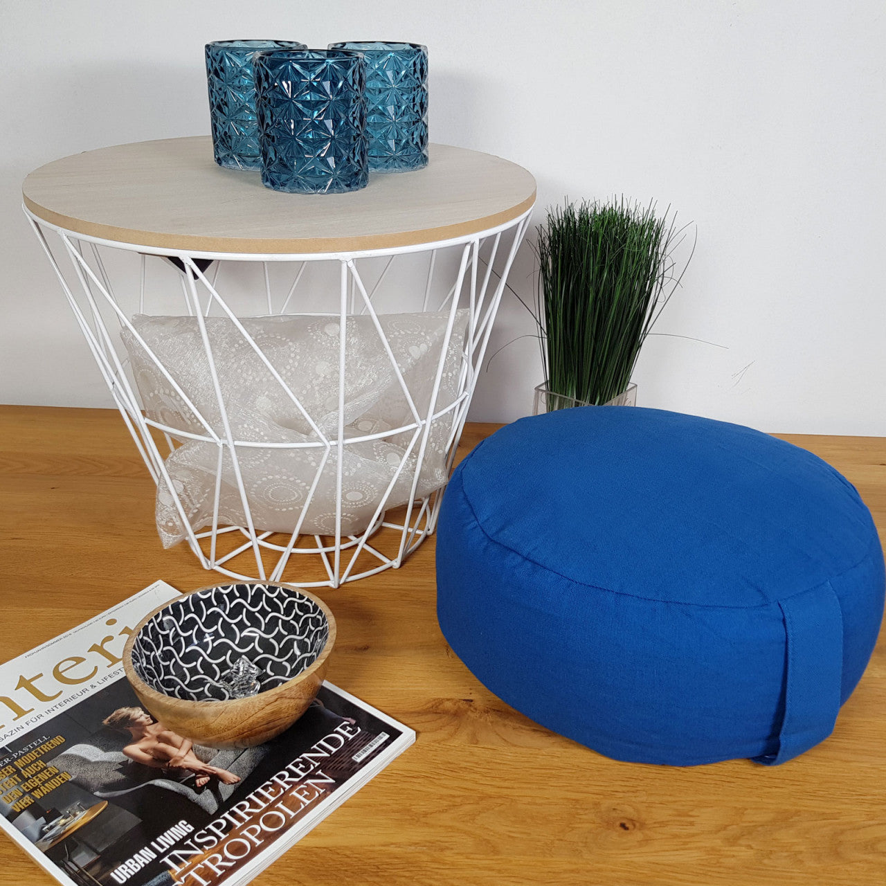 SVJ Yogakussen Rond - 31 x 31 x 16 cm - Katoen - Blauw